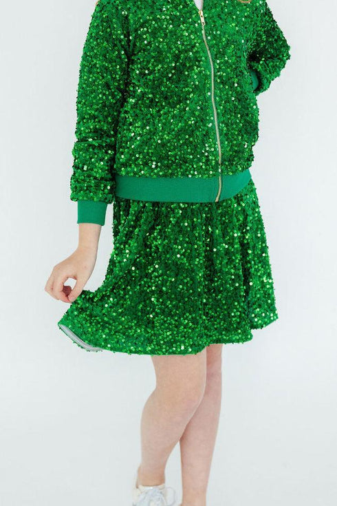 kelly-green-velvet-sequin-twirl-skort Mila & Rose - Sophia's StyleSequin Skort-1